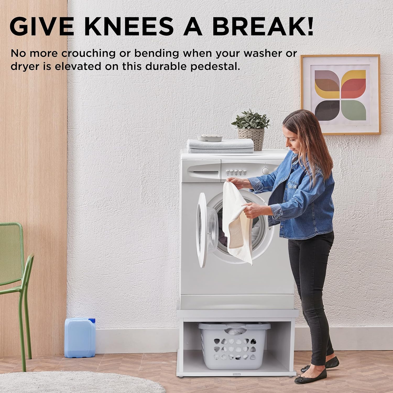 Ivation | Wooden Laundry Pedestal for Washer & Dryer, Made to Fit All Machines - Whirlpool, LG, GE, Samsung, and More, Made of Durable Solid Wood Material, 33.86' x 29.92'