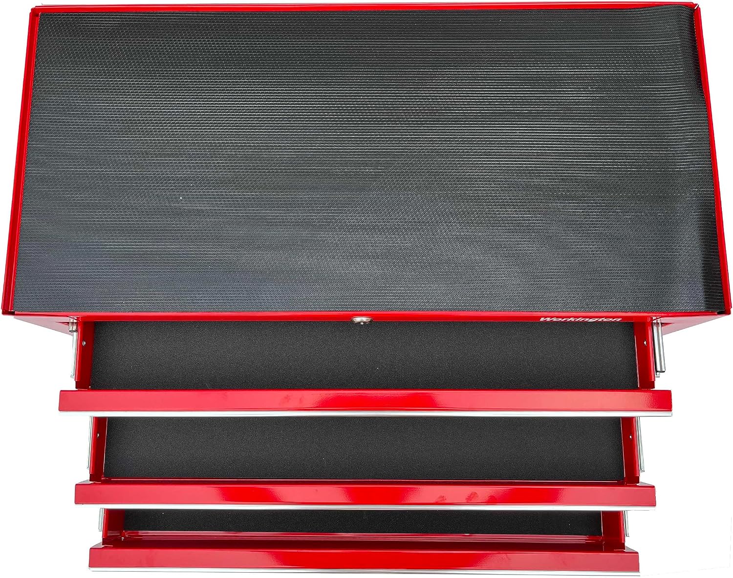 Workington Industrial 3 Drawers Portable Metal Intermediate Box, 26' Middle Tool Chest Cabinet with Ball Bearing Drawer Slides, Steel Tool Storage Box Organizer 4009 Red