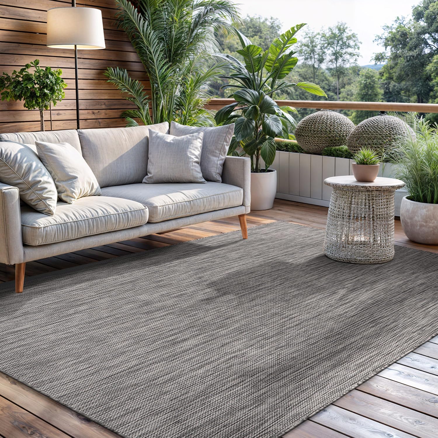CAMILSON Outdoor Rug 6x9 Modern Area Rugs for Indoor and Outdoor Patios and Porches - Waterproof, Washable, Non-Shedding, Easy-to-Clean Outside Carpet (6 x 9, Solid - Silver Gray)