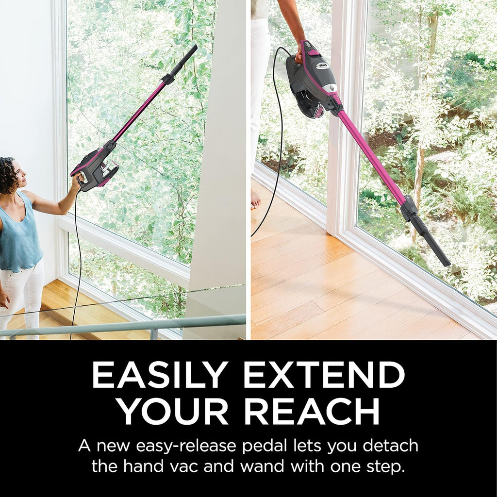 Shark HV371 Rocket Pro DLX Corded Stick, Removable Hand Vacuum, Advanced Swivel Steering, XL Cup, Crevice Tool, Upholstery Tool & Anti-Allergen Dust Brush (Fuchsia) (Renewed)