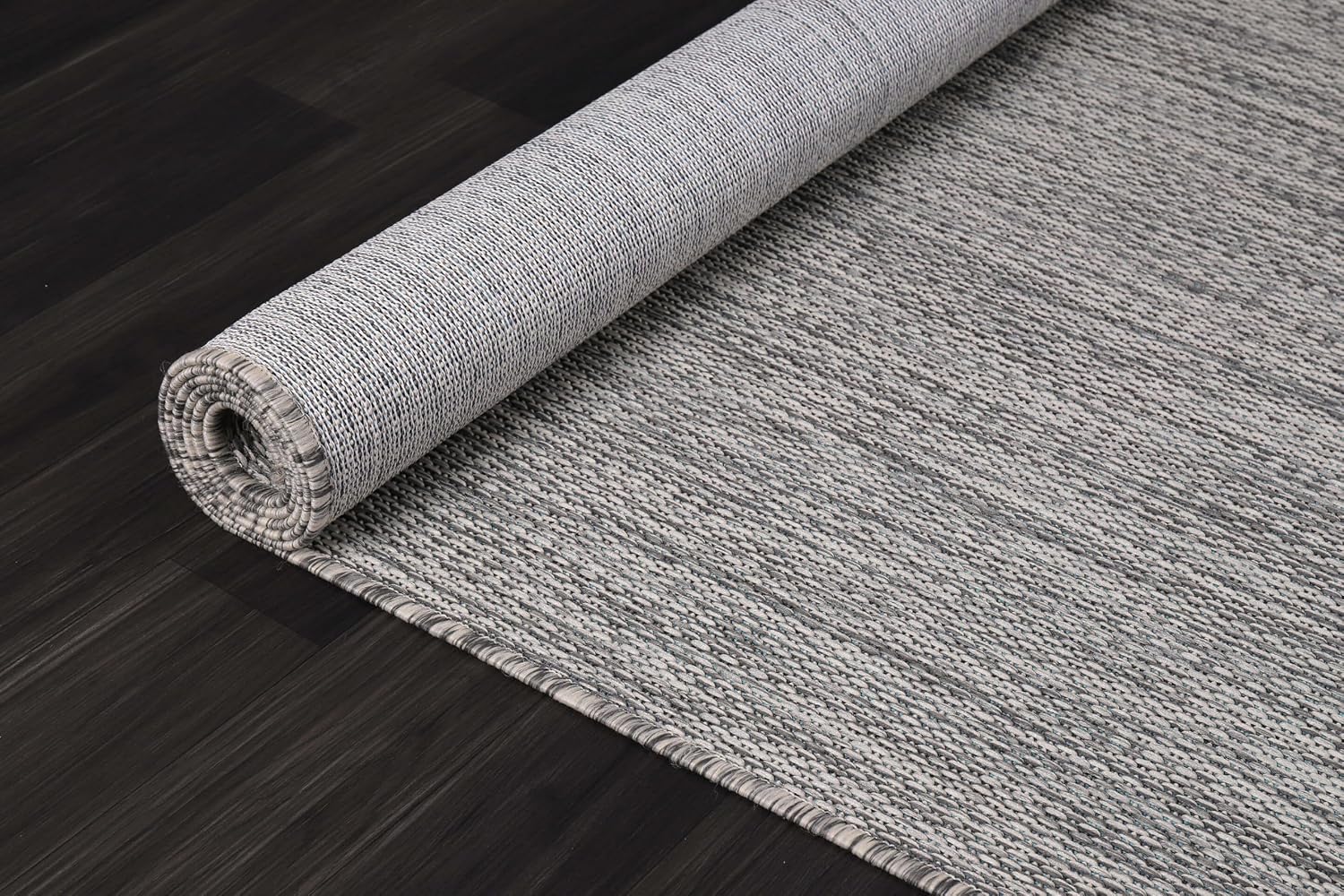 CAMILSON Outdoor Rug 10x14 Modern Area Rugs for Large Indoor and Outdoor Patios and Porches - Waterproof, Washable, Non-Shedding, Easy-to-Clean Outside Carpet (10 x 14, Solid - Silver Gray)