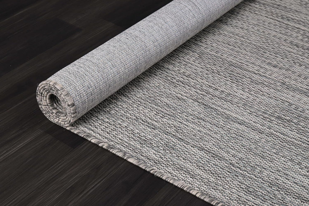 CAMILSON Outdoor Rug 9x12 Modern Area Rugs for Large Indoor and Outdoor Patios and Porches - Waterproof, Washable, Non-Shedding, Easy-to-Clean Outside Carpet (9 x 12, Solid - Silver Gray)