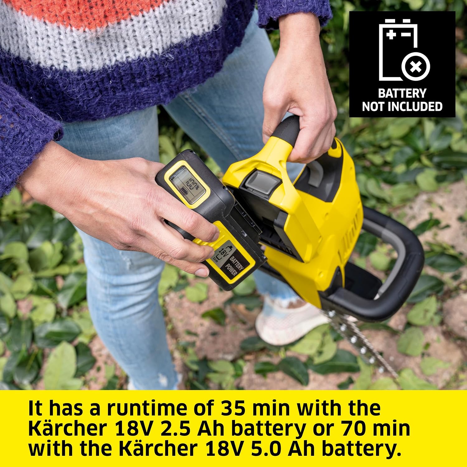 Kärcher HGE 18-45, Cordless Hedge Trimmer, with Rotating Handle and Diamond-Ground Blade - 17' Cutting Length - Tool Only