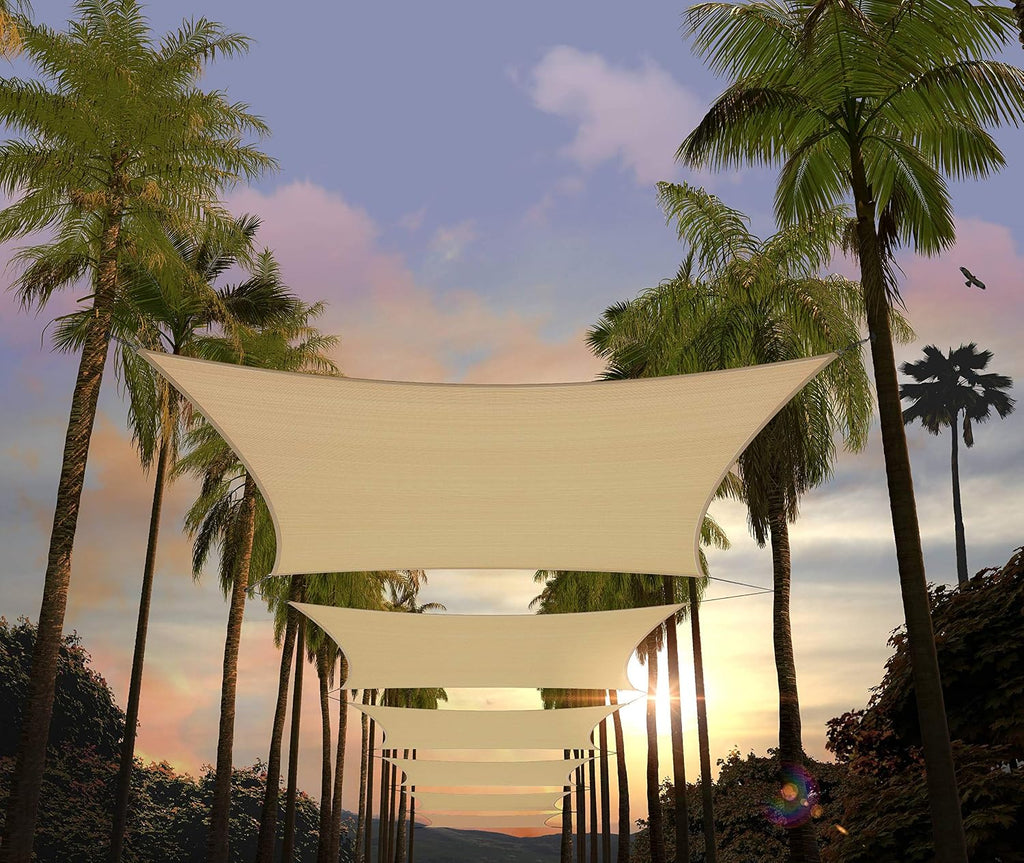 Amgo Custom Size 8' x 21' Beige Rectangle Square Sun Shade Sail UPF50+ AGTAPS10, Order to Make Canopy Awning, 95% UV Blockage, Water & Air Permeable, Commercial and Residential (We Customize)