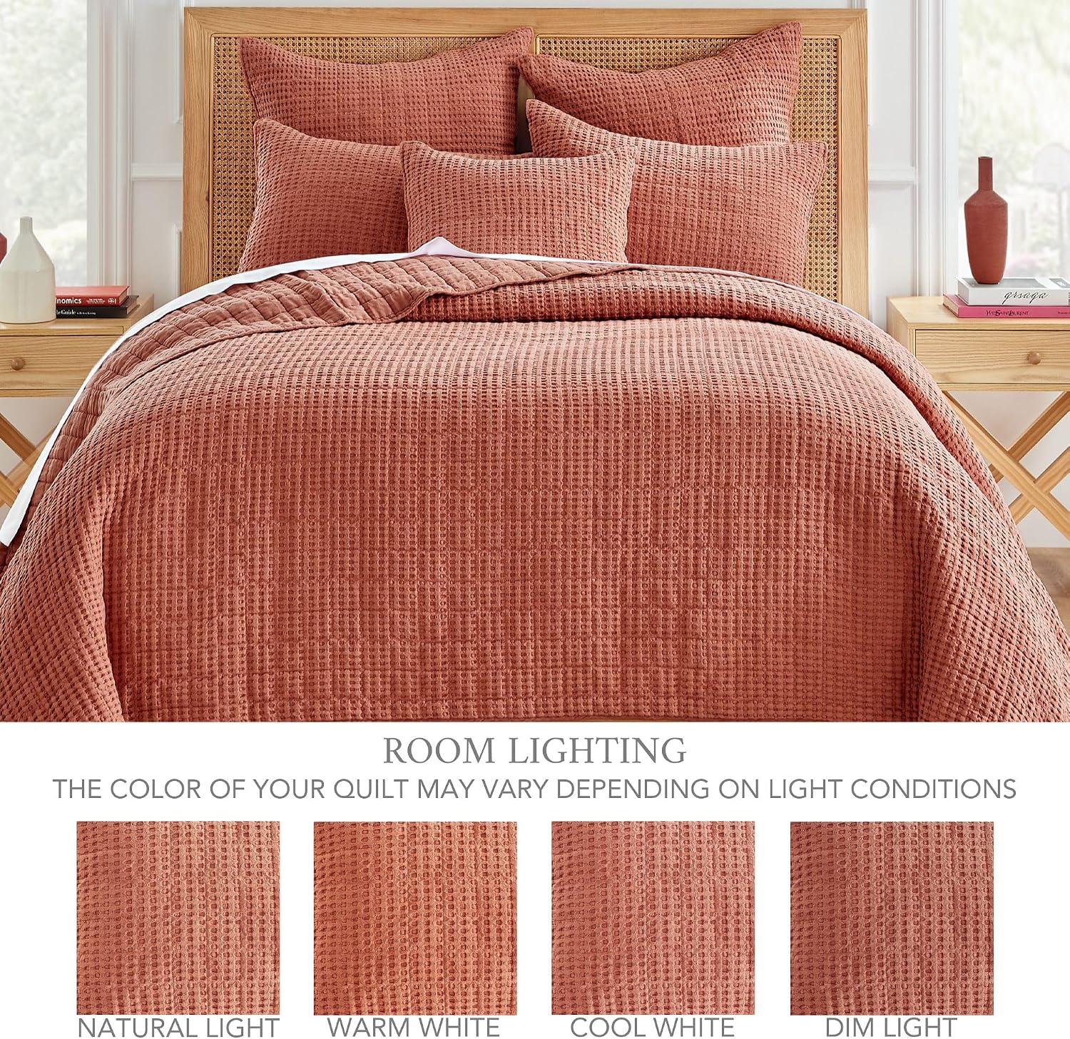 Levtex Home Mills Waffle Full/Queen Quilt Set (88x92in) with 2 Pillow Shams (26x20in) - Adobe - 100% Cotton Full/Queen Size Quilt Bedding Set - Lightweight, Soft, Pre-Washed
