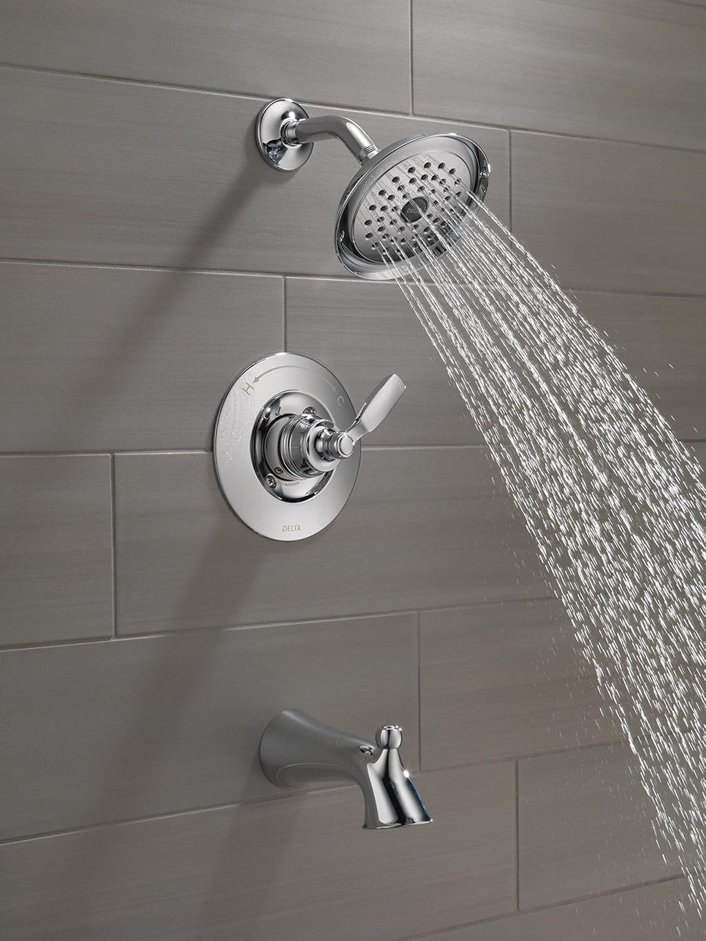 Delta Woodhurst 14 Series Bathtub and Shower Faucet Set, Chrome Shower Head and Handle Set, Valve Trim Kit, Chrome T14432 (Valve Not Included)
