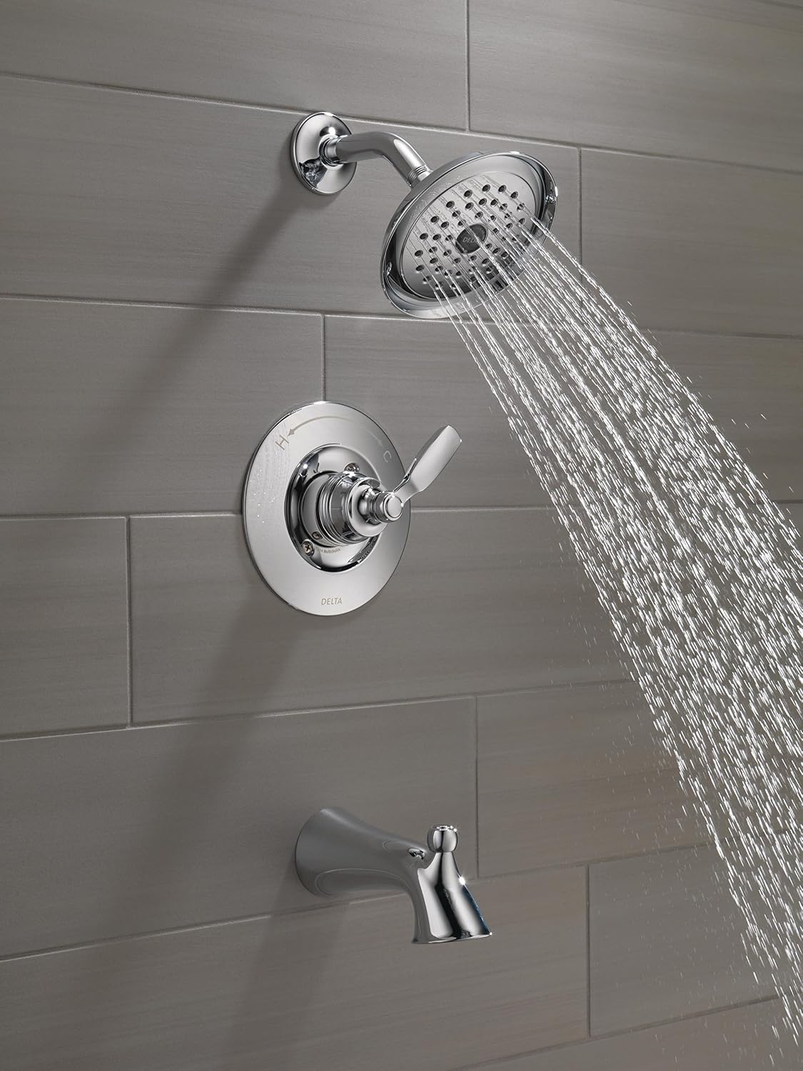 Delta Woodhurst 14 Series Bathtub and Shower Faucet Set, Chrome Shower Head and Handle Set, Valve Trim Kit, Chrome T14432 (Valve Not Included)