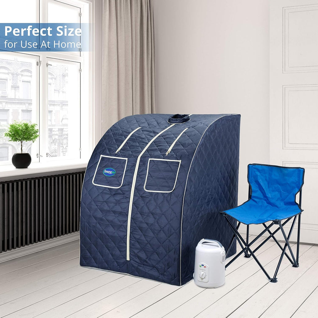 Durasage Oversized Portable Personal Steam Sauna Spa with 800W Steam Generator (Satin Blue)