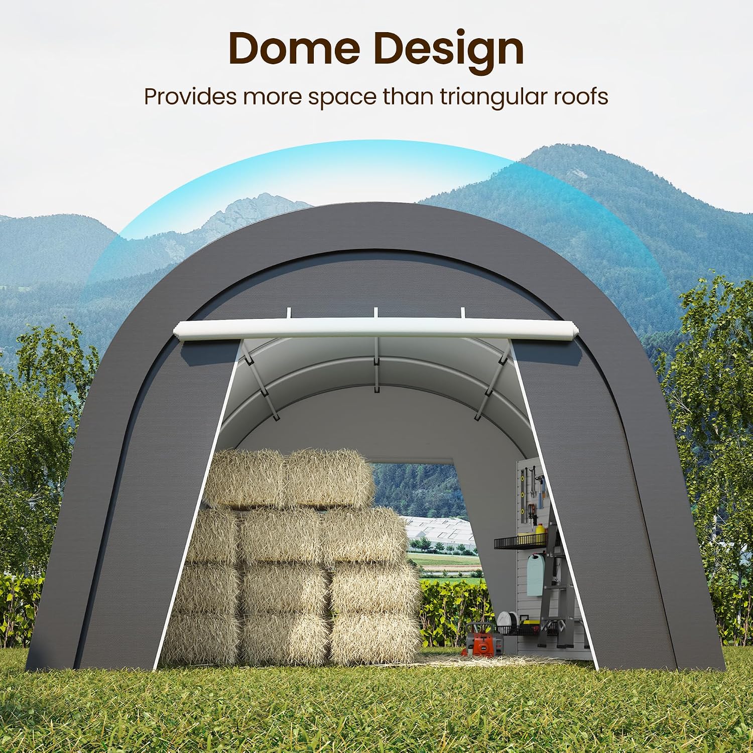 FansaFurn Heavy Duty Carport 13 X20FT, Portable Garage with 2 Roll Up Doors Vents and Metal Round Roof, Outdoor Storage shed Car Port Canopy Tent for Garden Tools, Vehicle Truck Boat, Party