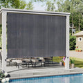 VICLLAX Outdoor Roller Shade (10' W×8' L), Patio Corded Roller Blinds, Exterior Roll Up Shade with Spliced Design for Patio Porch Gazebo, Grey