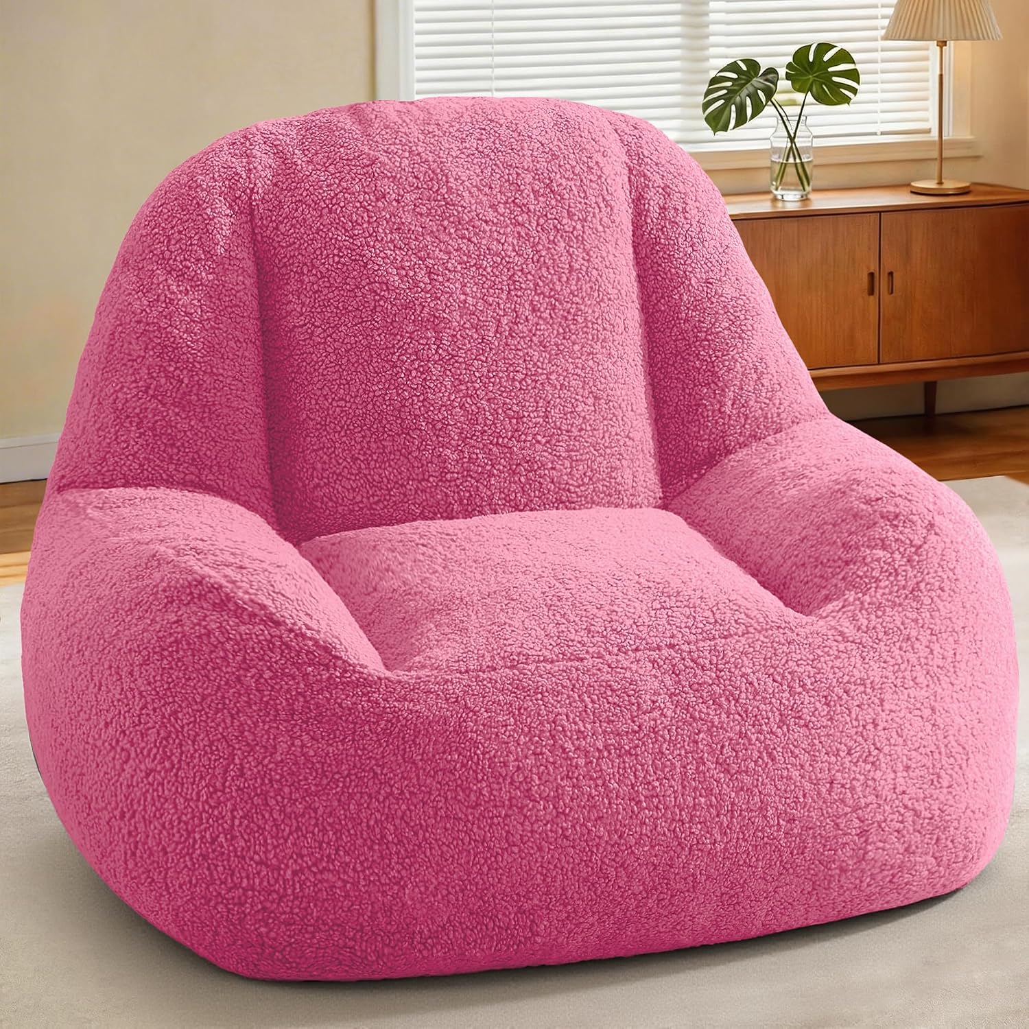 Homguava Bean Bag Chairs for Adults,Giant Beanbag Couch Adult Bean Bag Chair with Filler Included,Modern Lazy Sofa Comfy Chair for Living Room(Pink)