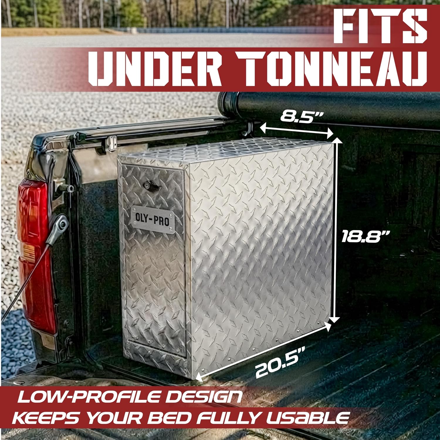 Truck Bed Tool Box with 5-Drawer Slides | Lockable Heavy-Duty Tool Chest Storage for Pickup, Jobsite & Side Trucks | 8-Inch Toolbox with Key (Silver Aluminum)