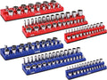 ARES 60058-6-Piece Magnetic Socket Organizers - Metric and SAE Set Blue and Red -1/4 in, 3/8 in, 1/2 in Socket Holders -143 Pieces of Standard (Shallow) and Deep Sockets -Organize Your Tool Box