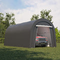 FansaFurn 10'x20' Carport, Outdoor Round Portable Garage with 2 Roll up Doors, Heavy Duty Storage Shelter Car Canopy Party Tent, Dark Gray