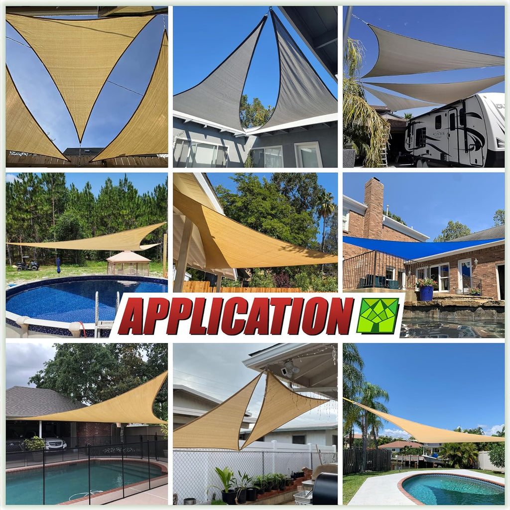 ColourTree Custom Size CTAPRT20 Order to Make 12' x 20' x 23.3' White Right Triangle Sun Shade Sail Canopy Mesh Fabric UV Block UPF50 - Commercial Heavy Duty - 190 GSM - 3 Years Warranty
