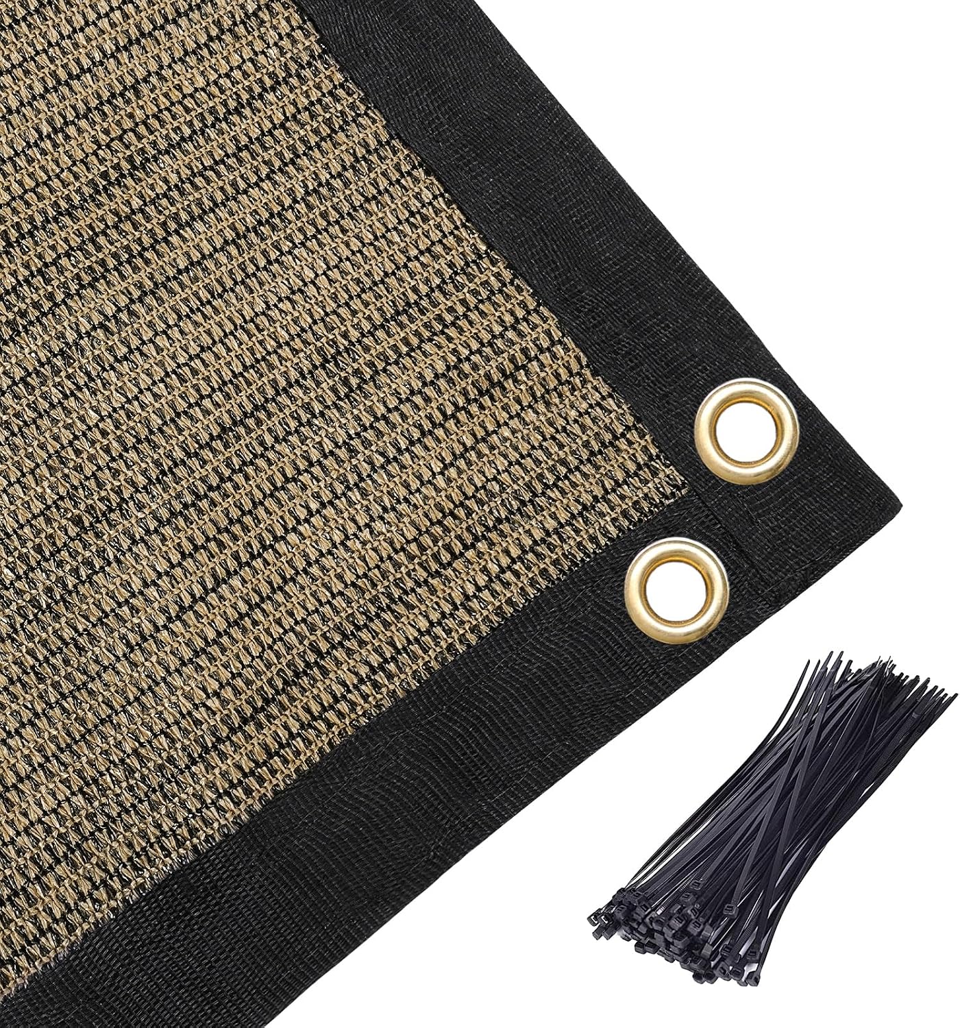 Amagenix 90% Pergola Shade Cover 12'X 20' Mocha Sun Shade Cloth with Grommets GN09 for Outdoor Garden Patio Porch, Commercial Grade 200 GSM - Cable Zip Ties Included (We Customized)