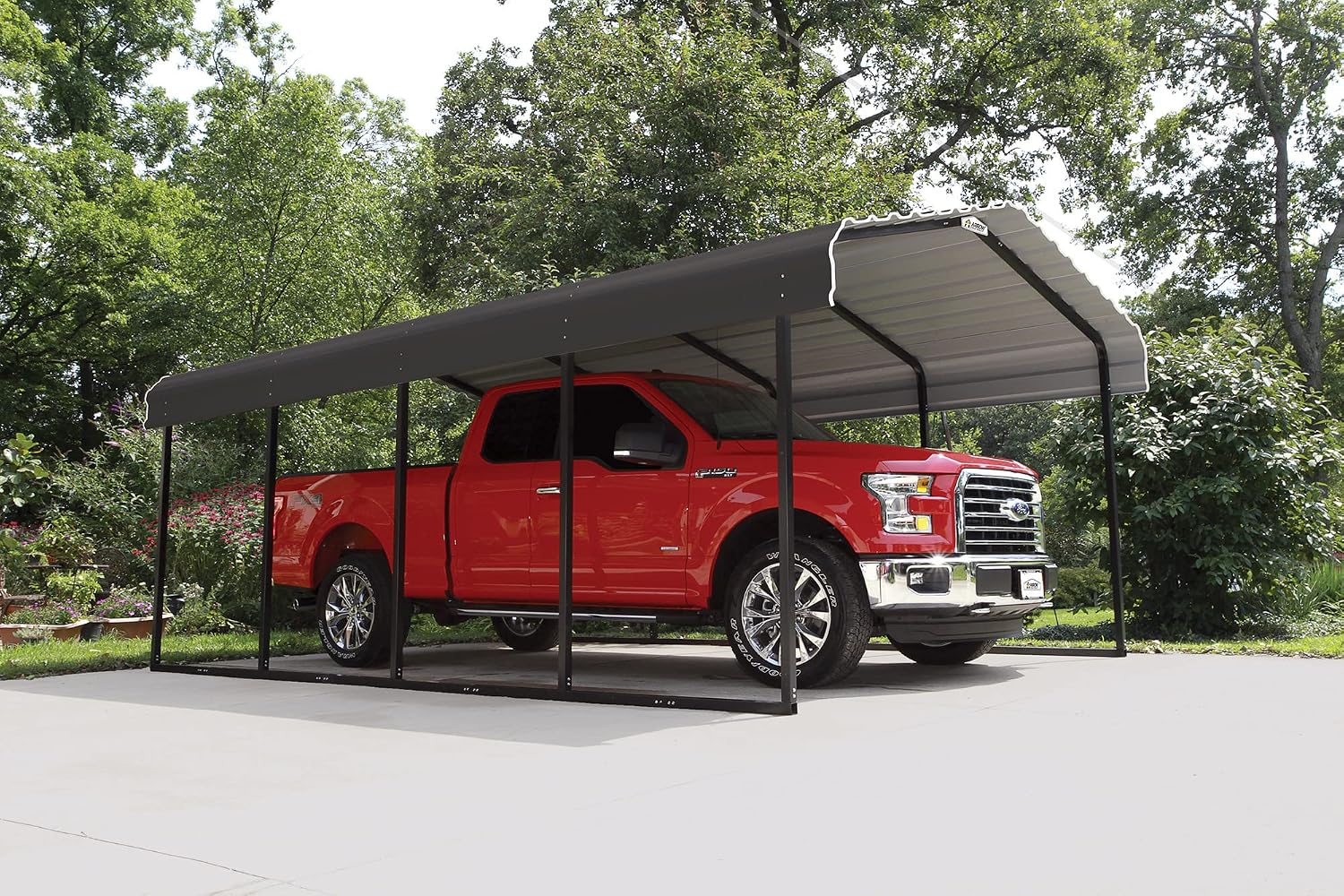 Arrow Shed 12 x 20 x 7-Foot Heavy Duty Galvanized Steel Metal Multi-Use Shelter, Shade, Carport, 12' x 20' x 7', Charcoal color