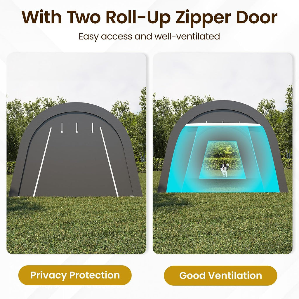 FansaFurn Carport, 12'x25' Outdoor Round Portable Garage with 2 Roll up Doors, Heavy Duty Storage Shelter Car Canopy Party Tent, Dark Gray