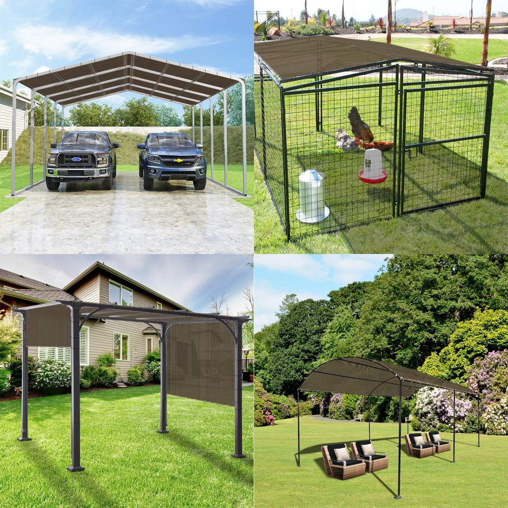 Windscreen4less 12' x 20' Sun Shade Sail Straight Edge Sun Shade Canopy Cover Outdoor with Grommets D-Ring UV Block for Pergola Backyard Patio (Brown)
