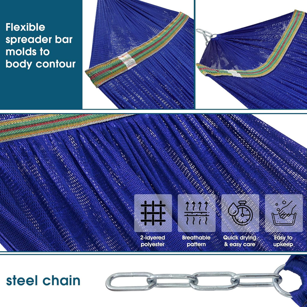 Tranquillo Camping Hammock and Stand, Collapsible Camping Hammock with Stand, 600 lbs Capacity Foldable Hammock for 2 Persons, Premium Noiseless No Screws Heavy Duty Multifunctional Stand, Blue