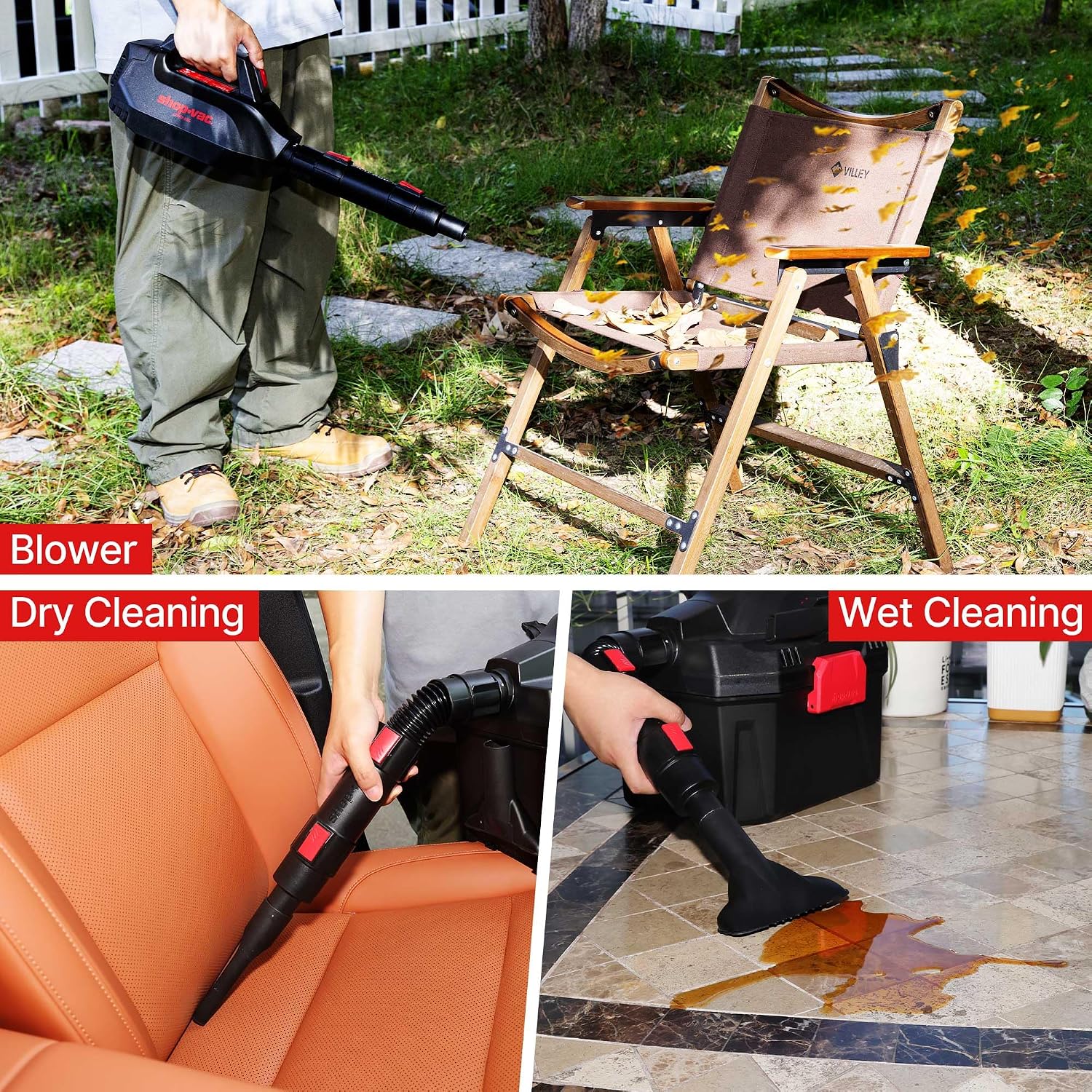 Shop-Vac 2 Gallon 20V Cordless Wet/Dry Vacuum with Detachable Blower, Portable 3-in-1 Vac with Blower Function, Integrated Battery and Charger Included, Ideal for Workshop, Car & Jobsite, 5430082