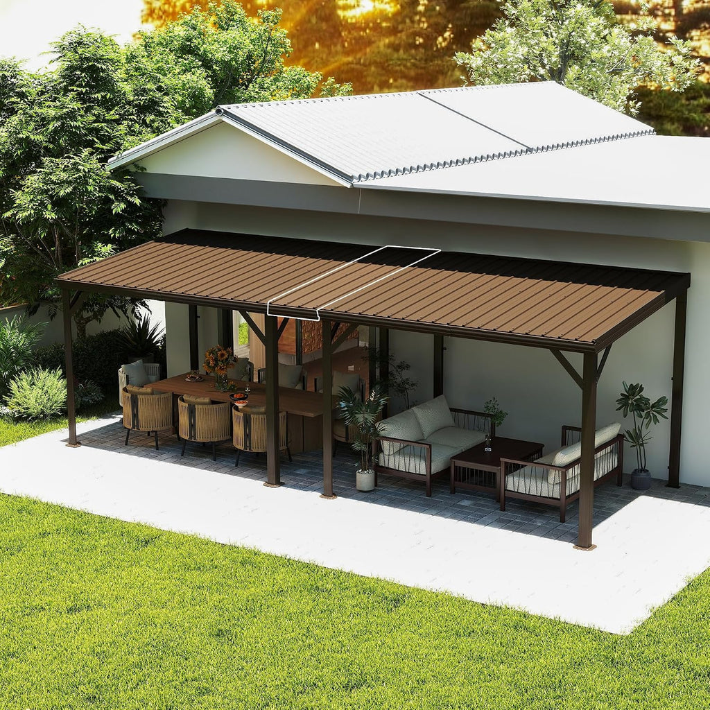 Wall Mount Gazebo Connector Kit for 8ft Width, Pre Drilled Steel Expansion Linker with Easy Bolt On Assembly, Weatherproof for 8x8 and 8x10 Lean to Gazebos,Brown