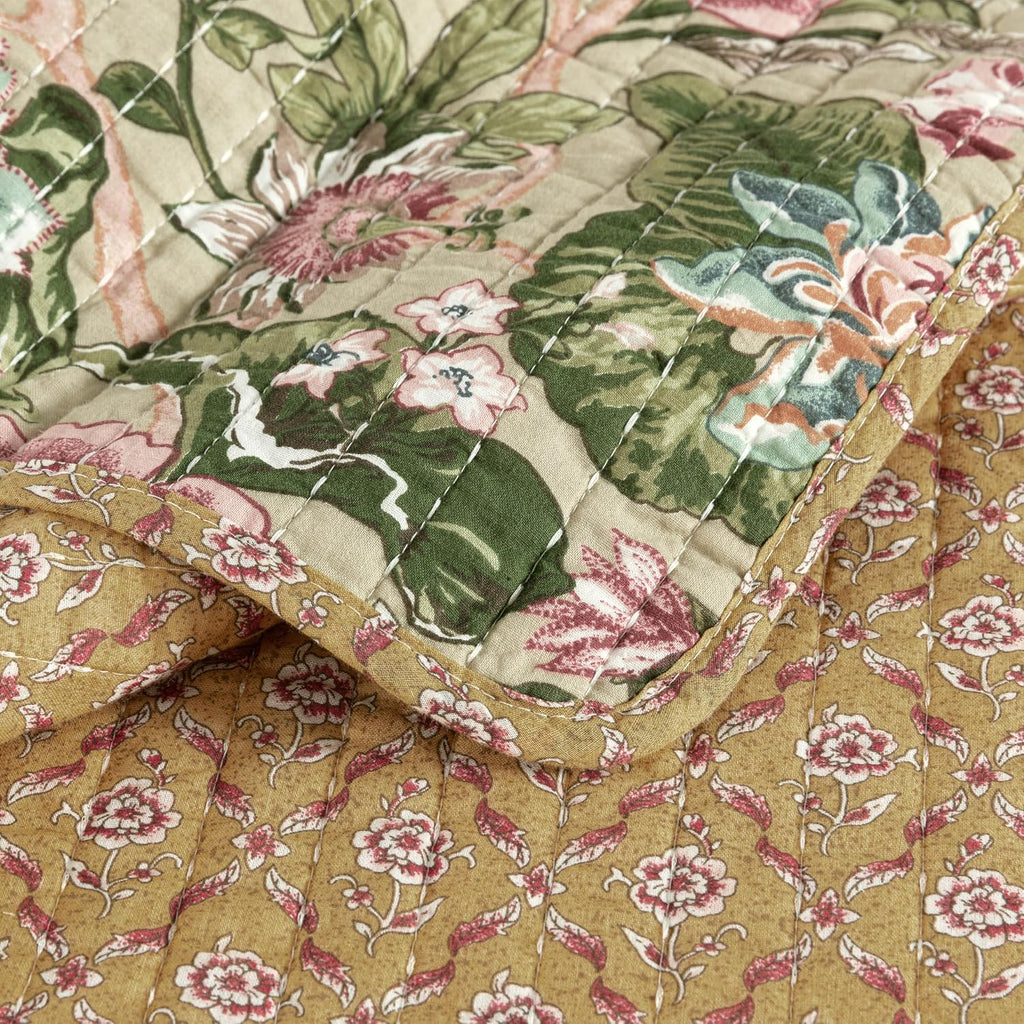 Chezmoi Collection Delaney 3-Piece Floral Patchwork Pre-Washed 100% Cotton Quilt Set, Queen