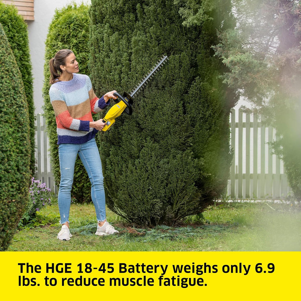 Kärcher HGE 18-45, Cordless Hedge Trimmer, with Rotating Handle and Diamond-Ground Blade - 17' Cutting Length - Tool Only