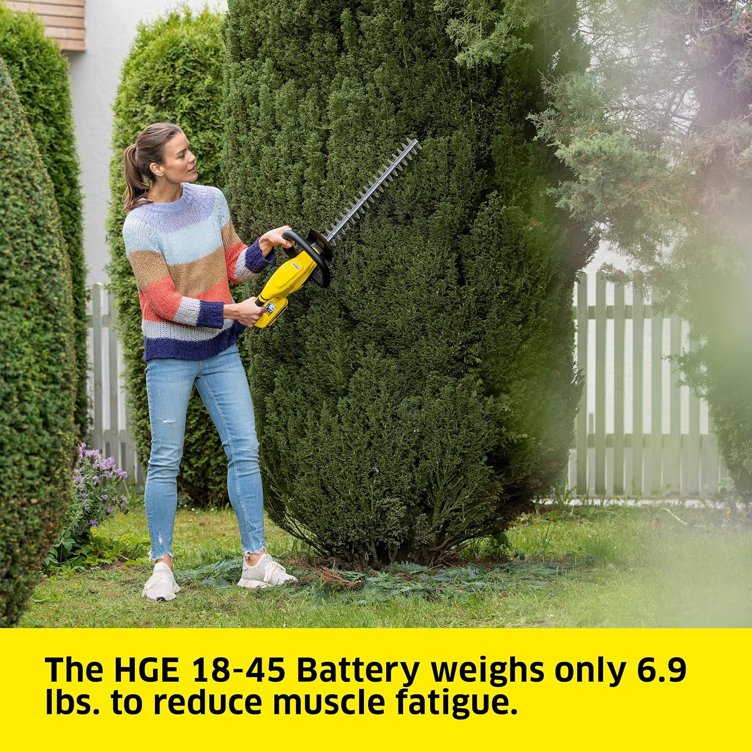 Kärcher HGE 18-45, Cordless Hedge Trimmer, with Rotating Handle and Diamond-Ground Blade - 17' Cutting Length - Tool Only