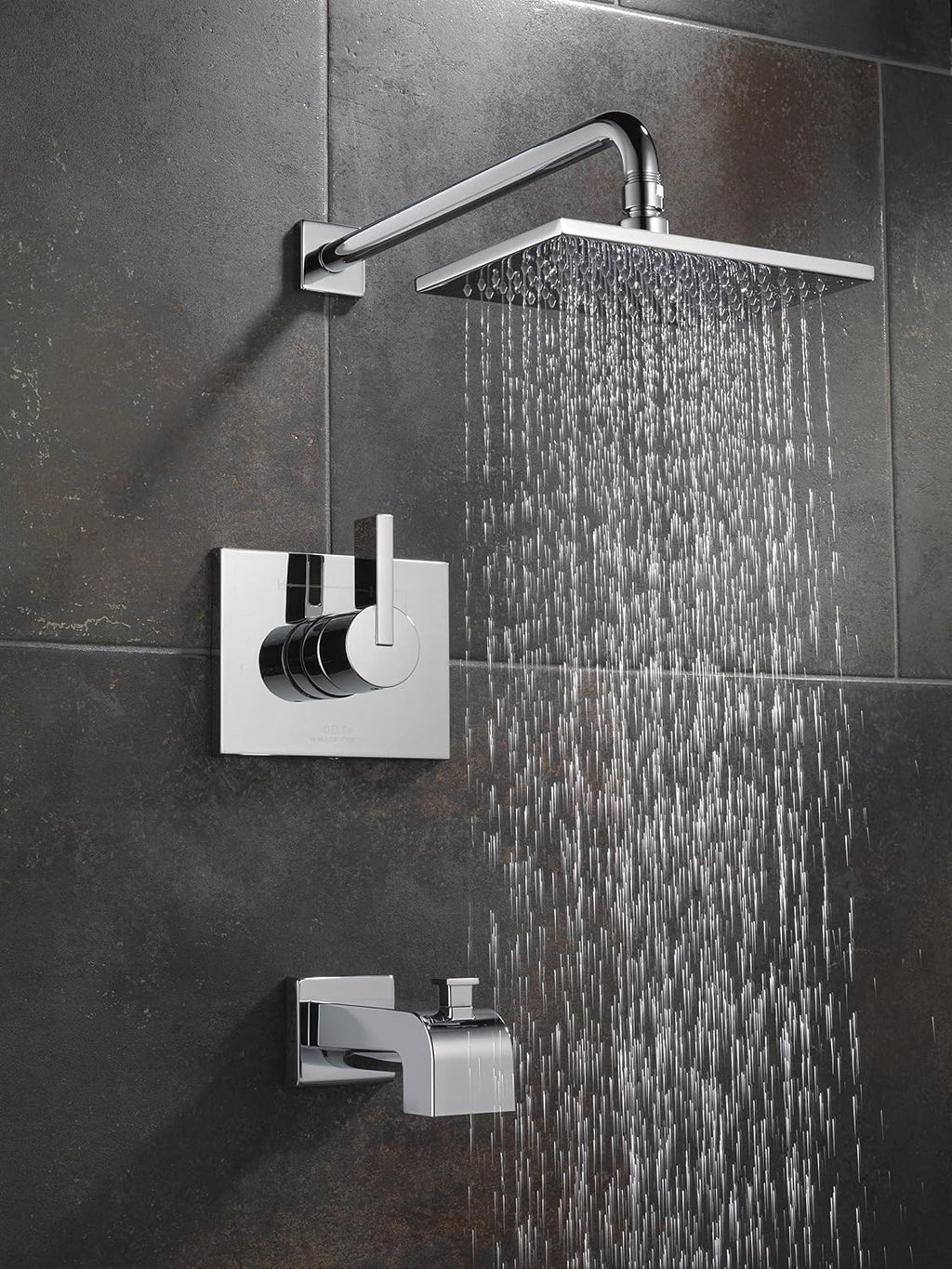 Delta Faucet Vero 14 Series Single-Function Tub and Shower Trim Kit with Single-Spray Touch-Clean Rain Shower Head, Chrome T14253 (Valve Not Included)