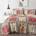 Chezmoi Collection Bambi 3-Piece Washed Patchwork Cotton Quilt Set - Soft Lightweight Breathable Reversible Floral Quilted Bedspread for All Seasons. King Size