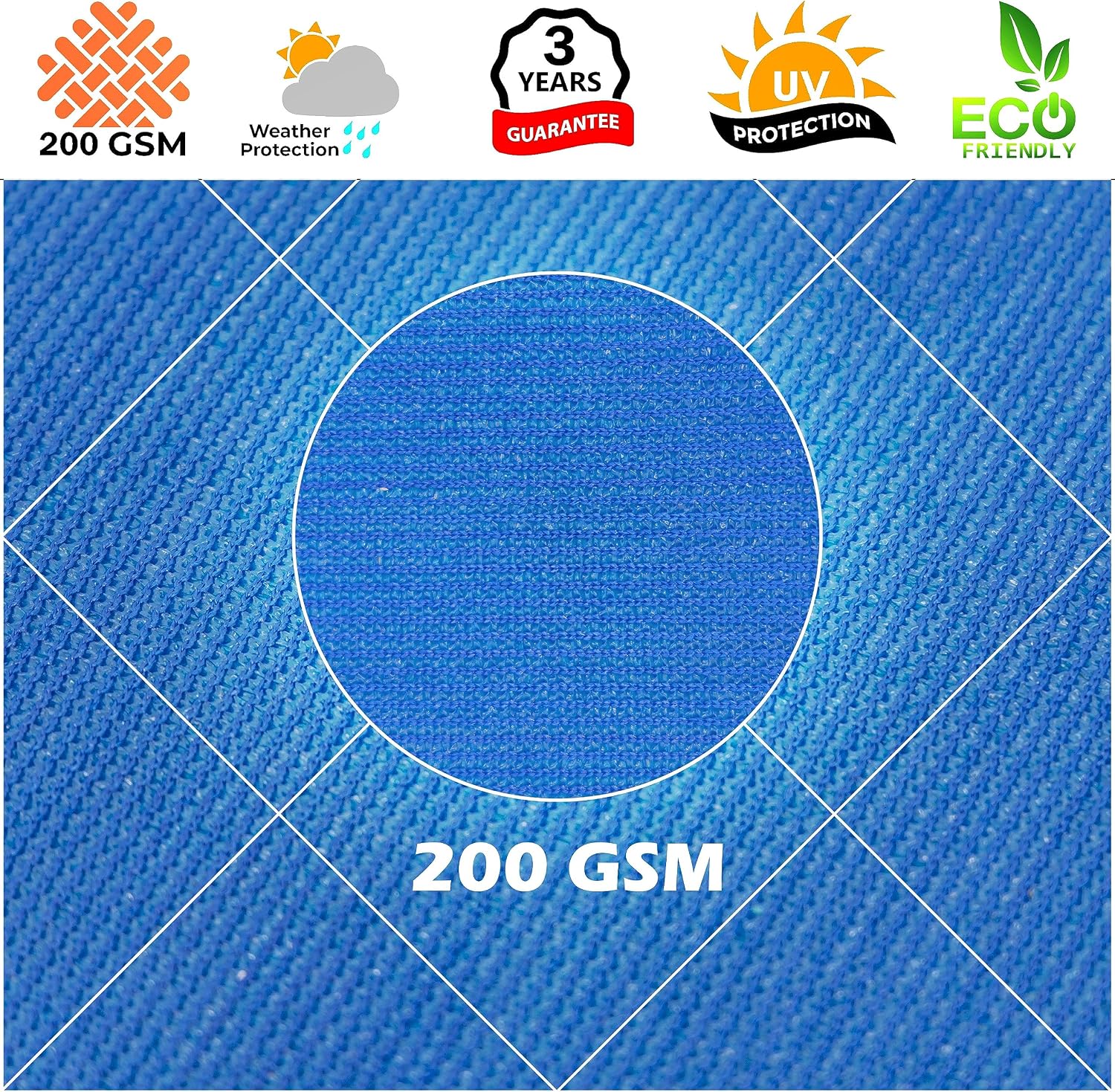 Royal Shade 12' x 20' x 23.3' Blue Right Triangle Sun Shade Sail Order to Make RTAPT18, UPF50+ 95% UV Blockage, 200GSM Commercial Standard Heavy Duty, 3 Years Warranty (We Make Custom Size)
