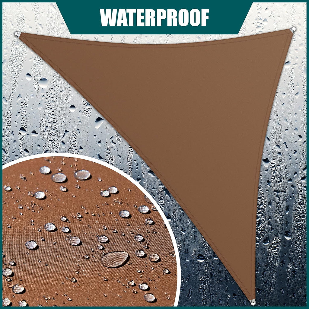 Royal Shade 12' x 16' x 20' Brown Triangle Waterproof Sun Shade Sail Order to Make Canopy Awning, UPF50+ 95% UV Blockage Water Resistant, Outdoor Backyard Patio Garden (We Customize)