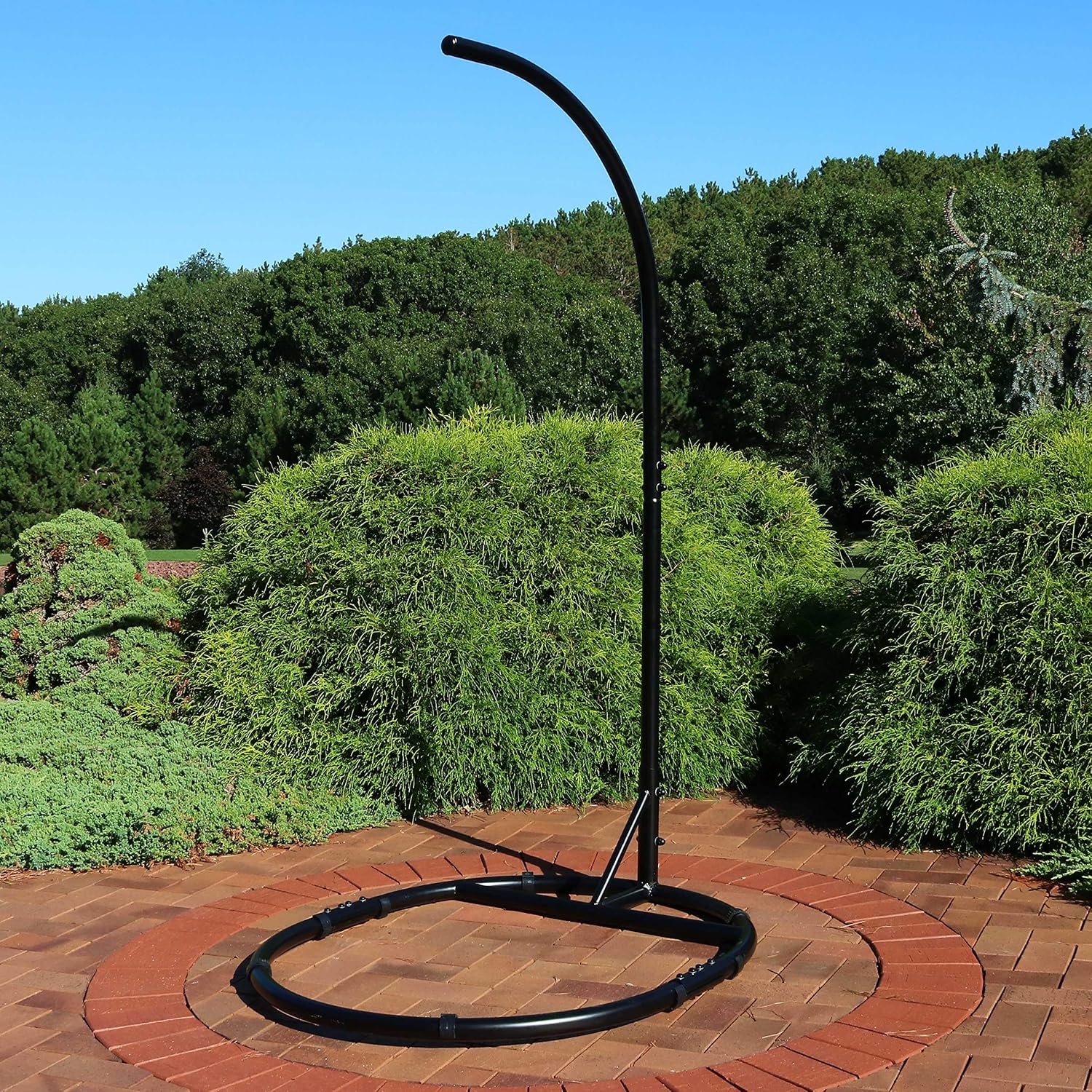 Sunnydaze Steel Egg Chair Stand with Extra-Wide Round Base - Black Powder-Coated Finish - Hardware Included -76 Inches Tall