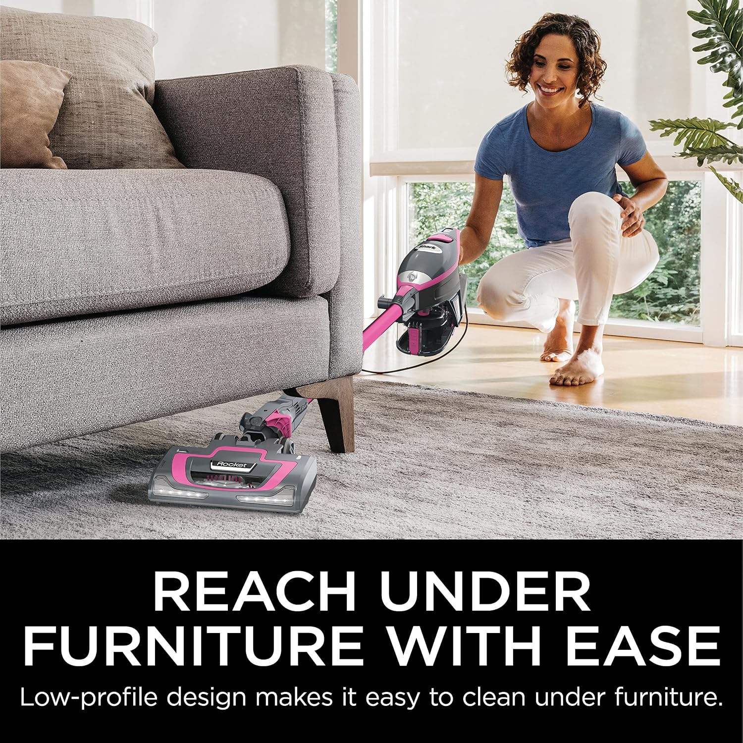 Shark HV371 Rocket Pro DLX Corded Stick, Removable Hand Vacuum, Advanced Swivel Steering, XL Cup, Crevice Tool, Upholstery Tool & Anti-Allergen Dust Brush (Fuchsia) (Renewed)