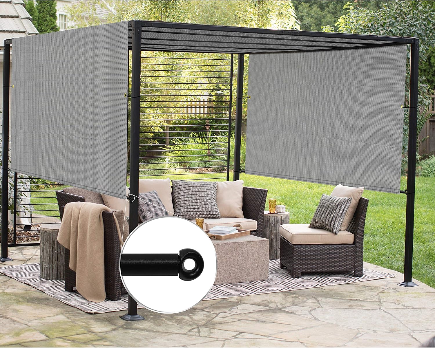 Patio 11' x 4' Pergola Cover Canopy Replacement Shade Cloth with Grommets Weighted Rods Outdoor Sun Shade Screen UV Block for Gazebo Backyard Deck Porch Balcony, Light Gray