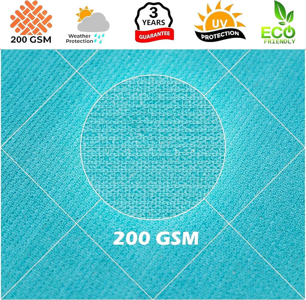 Royal Shade 12' x 20' x 23.3' Turquoise Triangle Sun Shade Sail Order to Make RSTAPRT20, UPF50+ 95% UV Blockage, 200GSM Commercial Standard Heavy Duty, 3 Years Warranty (We Make Custom Size)