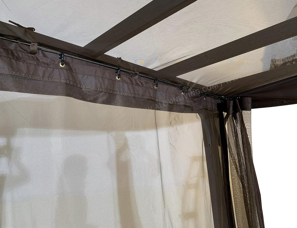 Replacement Mosquito Net for Flat-Roof Pergola - Mesh Bug Net Only (8 ft. x 10 ft., Brown)