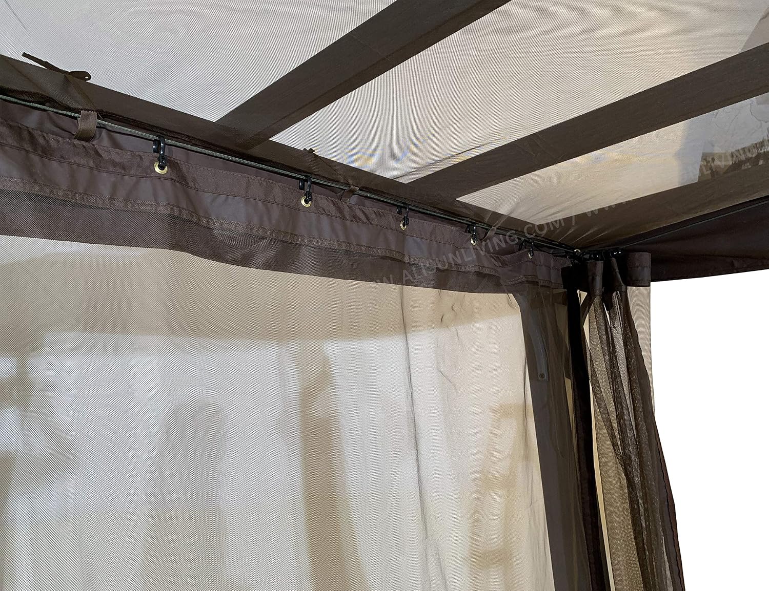 Replacement Mosquito Net for Flat-Roof Pergola - Mesh Bug Net Only (8 ft. x 10 ft., Brown)