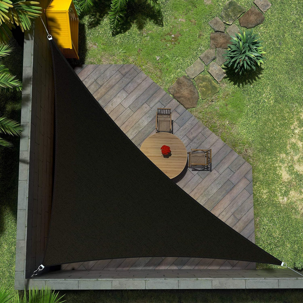 Amgo Custom Size 12' x 20' x 23.3' Black Right Triangle Sun Shade Sail UPF50+ AGTAPT22, Order to Make Canopy Awning, 95% UV Blockage, Water & Air Permeable, Commercial Standard (We Customize)
